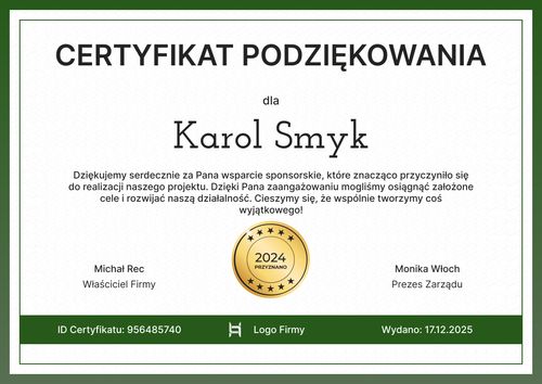 Zorganizowany dyplom podziękowania wzór – pozioma Zorganizowany dyplom podziękowania wzór – pozioma