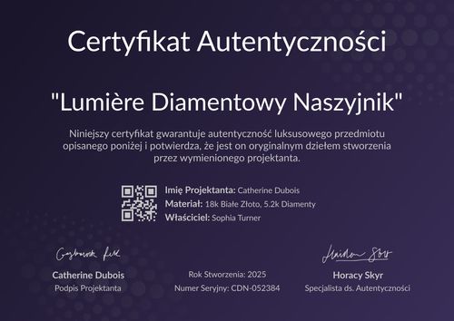 Profesjonalny certyfikat autentyczności obrazu wzór – pozioma Profesjonalny certyfikat autentyczności obrazu wzór – pozioma