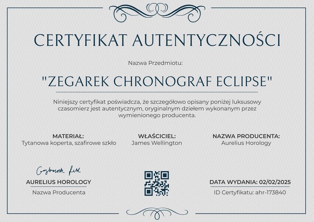 Darmowy certyfikat autentyczności obrazu wzór – pozioma Darmowy certyfikat autentyczności obrazu wzór – pozioma