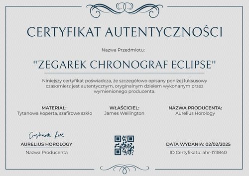 Darmowy certyfikat autentyczności obrazu wzór – pozioma Darmowy certyfikat autentyczności obrazu wzór – pozioma