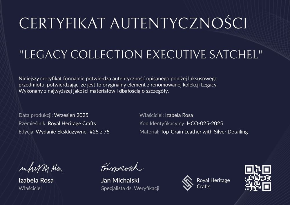 Majestatyczny certyfikat autentyczności wzór – pozioma Majestatyczny certyfikat autentyczności wzór – pozioma