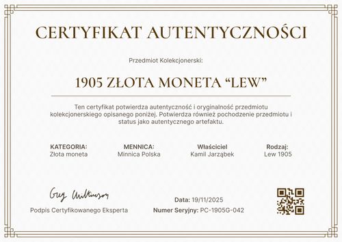 Darmowy certyfikat autentyczności wzór – pozioma Darmowy certyfikat autentyczności wzór – pozioma