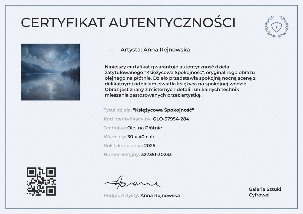 Darmowy certyfikat autentyczności obrazu wzór - pozioma Darmowy certyfikat autentyczności obrazu wzór - pozioma