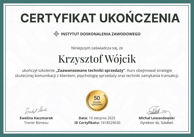 Elastyczny i profesjonalny certyfikat ukończenia szkolenia wzór Elastyczny i profesjonalny certyfikat ukończenia szkolenia wzór
