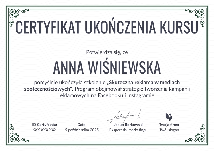 Tradycyjny i profesjonalny certyfikat ukończenia szkolenia wzór Tradycyjny i profesjonalny certyfikat ukończenia szkolenia wzór