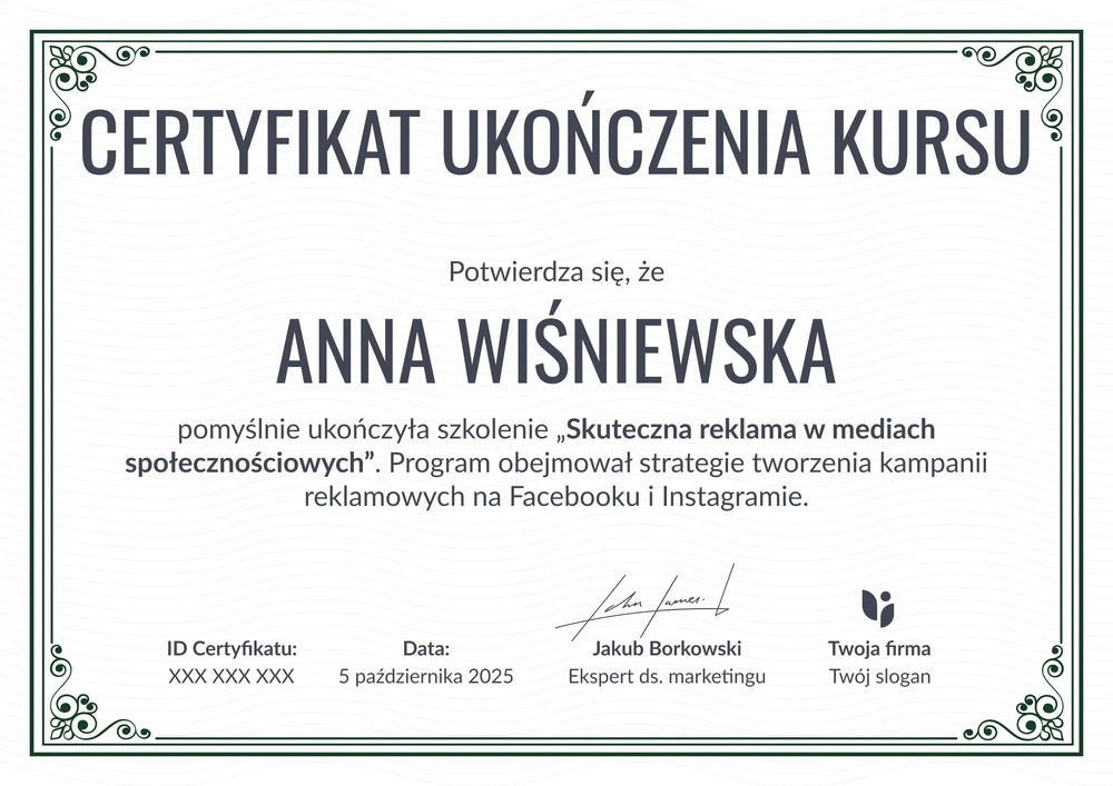 Wybierz ten profesjonalny wzór certyfikatu szkolenia do pobrania - pozioma Wybierz ten profesjonalny wzór certyfikatu szkolenia do pobrania - pozioma