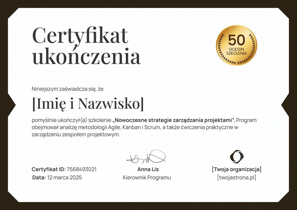 Pobierz darmowy certyfikat szkolenia wzór – pozioma Pobierz darmowy certyfikat szkolenia wzór – pozioma