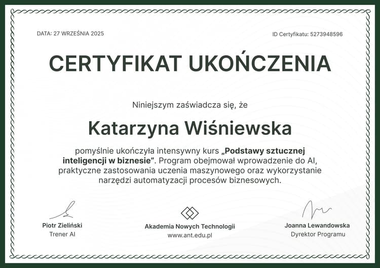Gładki i profesjonalny certyfikat ukończenia szkolenia wzór Gładki i profesjonalny certyfikat ukończenia szkolenia wzór