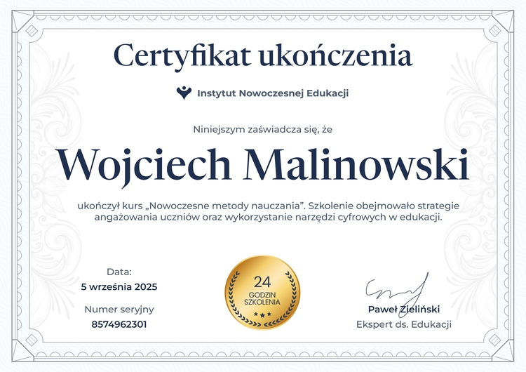 Współczesny i profesjonalny certyfikat ukończenia szkolenia wzór Współczesny i profesjonalny certyfikat ukończenia szkolenia wzór