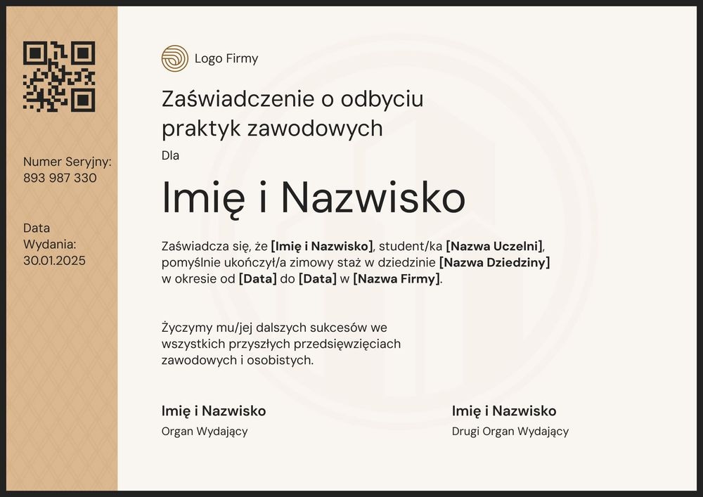 Prosty wzór podania o staż lub praktyki – pozioma Prosty wzór podania o staż lub praktyki – pozioma