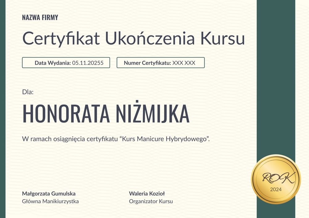 Inspirujący certyfikat ukończenia kursu – pozioma Inspirujący certyfikat ukończenia kursu – pozioma
