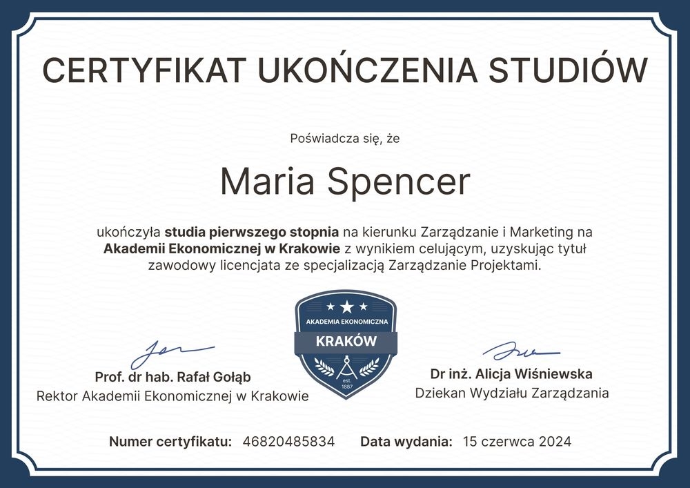 Elegancki dyplom ukończenia studiów wzór – pozioma Elegancki dyplom ukończenia studiów wzór – pozioma