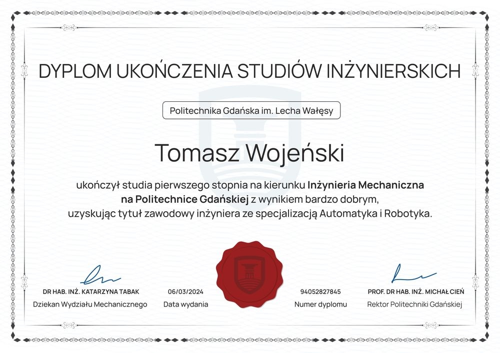 Prosty dyplom ukończenia studiów bez zdjęcia – pozioma Prosty dyplom ukończenia studiów bez zdjęcia – pozioma