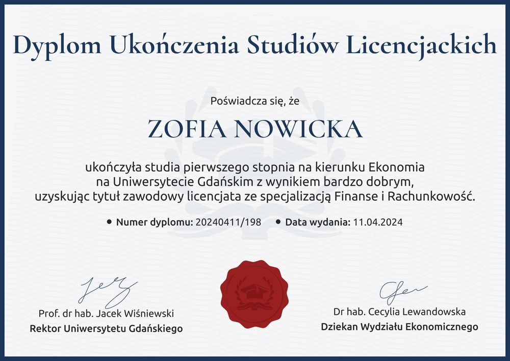 Elegancki dyplom ukończenia studiów licencjackich – pozioma Elegancki dyplom ukończenia studiów licencjackich – pozioma