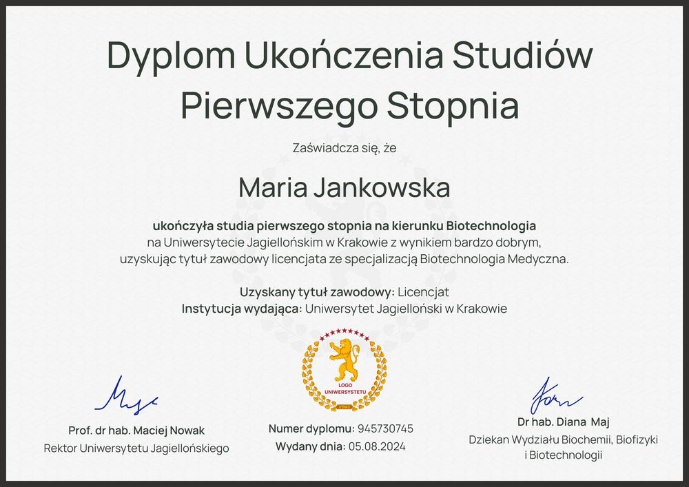 Tradycyjny dyplom ukończenia studiów – pozioma Tradycyjny dyplom ukończenia studiów – pozioma