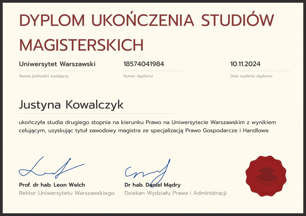 Niezapomniany dyplom ukończenia studiów – pozioma Niezapomniany dyplom ukończenia studiów – pozioma