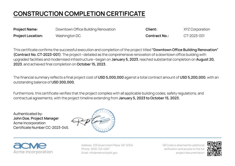 Edit a Timeless Construction Completion Certificate Template - Free & Customizable Landscape Edit a Timeless Construction Completion Certificate Template - Free & Customizable Landscape