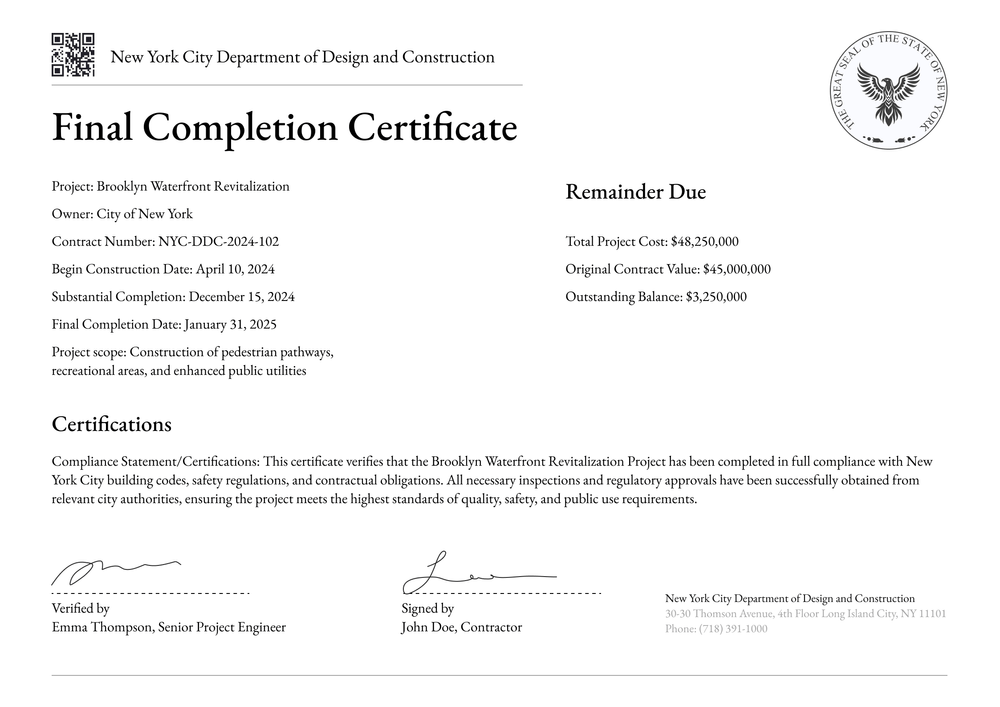 Classic Construction Completion Certificate Template - Free & Customizable Landscape Classic Construction Completion Certificate Template - Free & Customizable Landscape