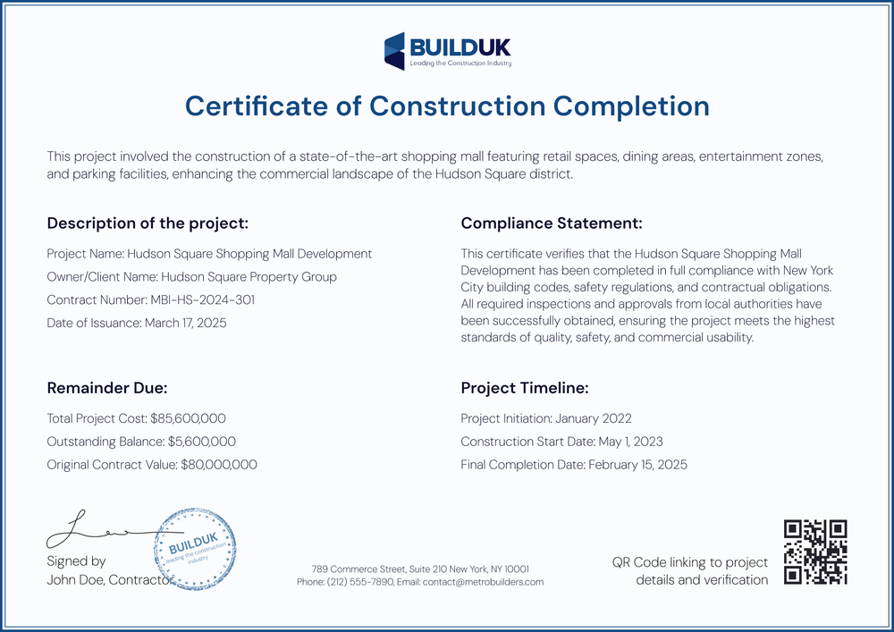 Minimalist Construction Completion Certificate Template - Edit Online with Certifier Landscape Minimalist Construction Completion Certificate Template - Edit Online with Certifier Landscape