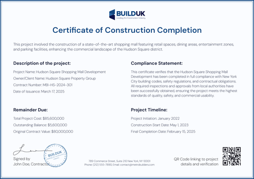 Minimalist Construction Completion Certificate Template - Edit Online with Certifier Landscape Minimalist Construction Completion Certificate Template - Edit Online with Certifier Landscape