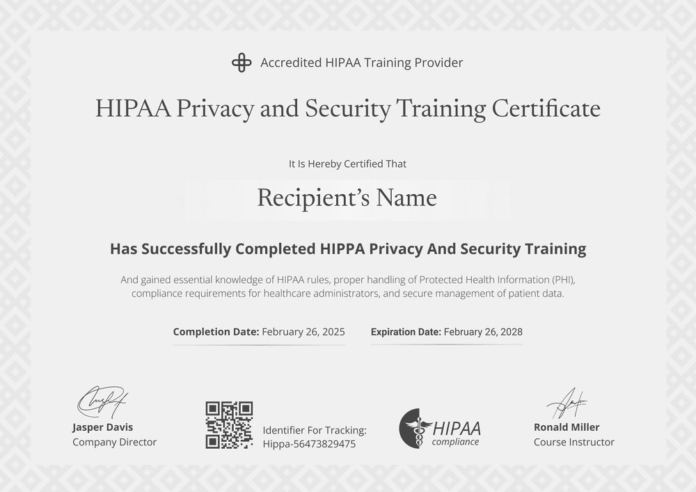 Free Printable HIPAA Training Certificate Template - Customize Online Landscape Free Printable HIPAA Training Certificate Template - Customize Online Landscape