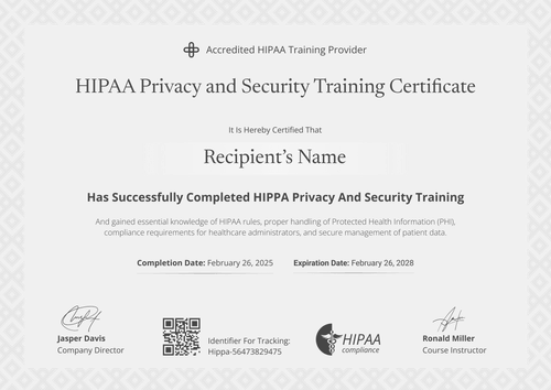 Free Printable HIPAA Training Certificate Template - Customize Online Landscape Free Printable HIPAA Training Certificate Template - Customize Online Landscape