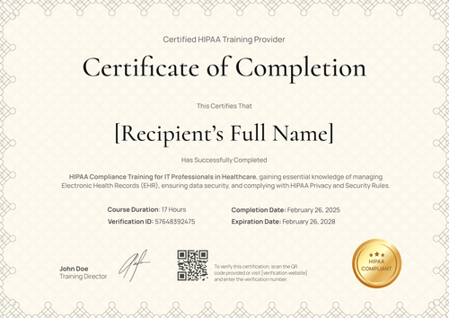Free HIPAA Training Certificate Template - Edit & Download Online Landscape Free HIPAA Training Certificate Template - Edit & Download Online Landscape
