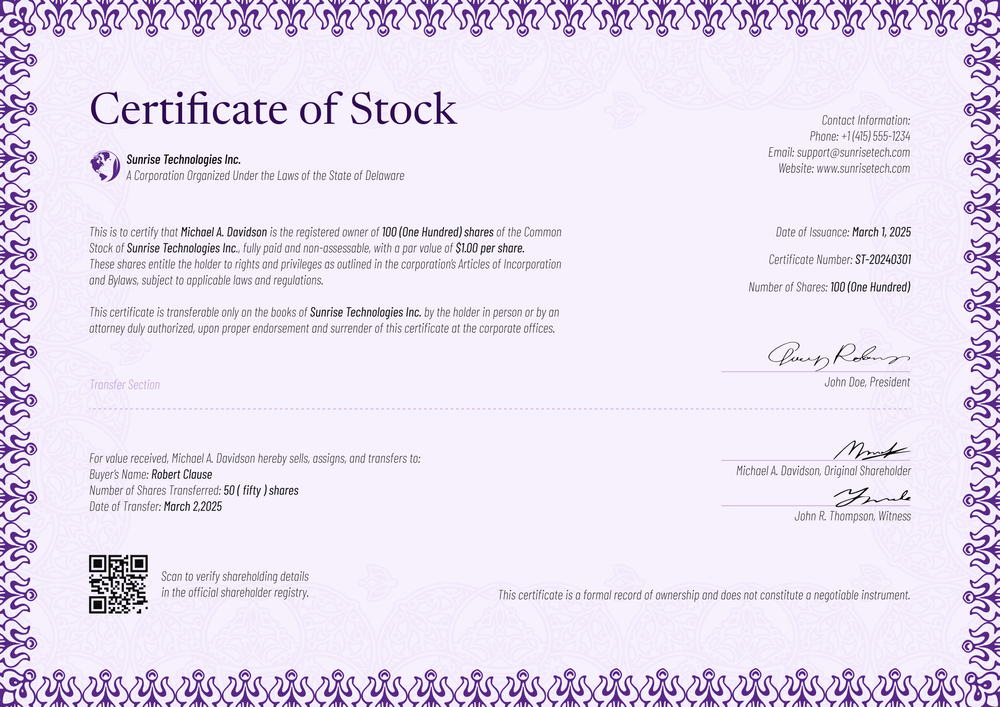 Professional Purple Stock Certificate Template – Edit For Free Landscape Professional Purple Stock Certificate Template – Edit For Free Landscape