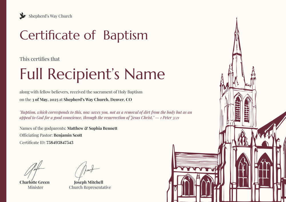 Customizable Baptism Certificate Template – Landscape Customizable Baptism Certificate Template – Landscape