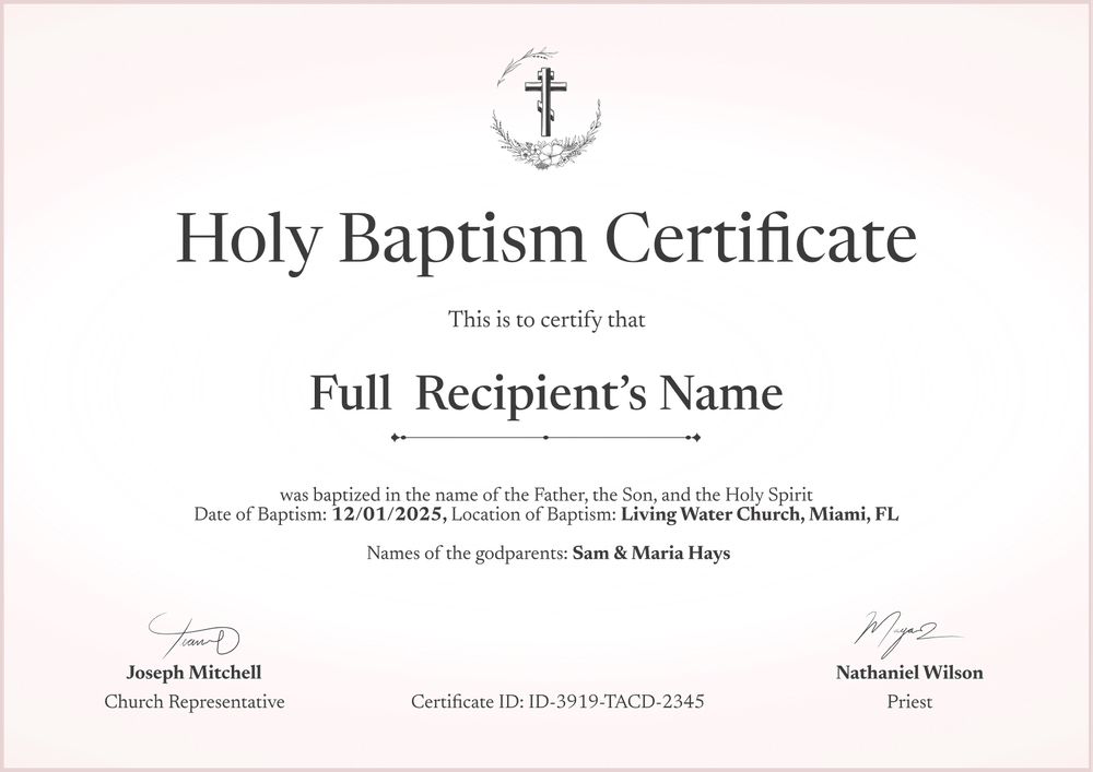 Baptism Certificate Template – Landscape Baptism Certificate Template – Landscape