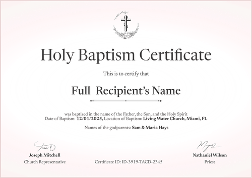 Baptism Certificate Template – Landscape Baptism Certificate Template – Landscape