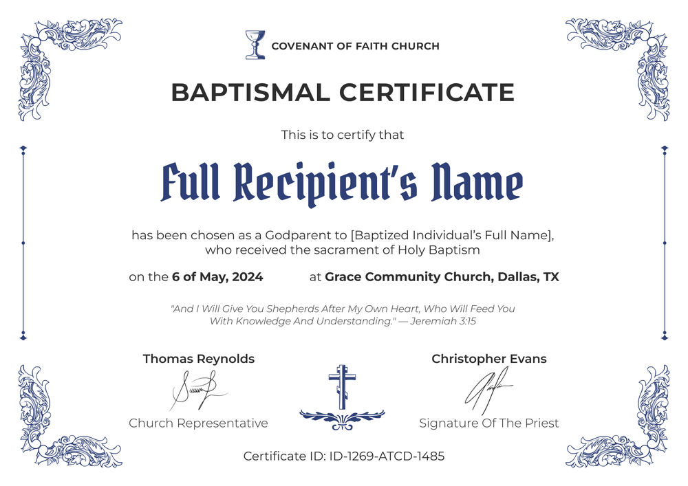 Free Baptism Certificate Template – Landscape Free Baptism Certificate Template – Landscape