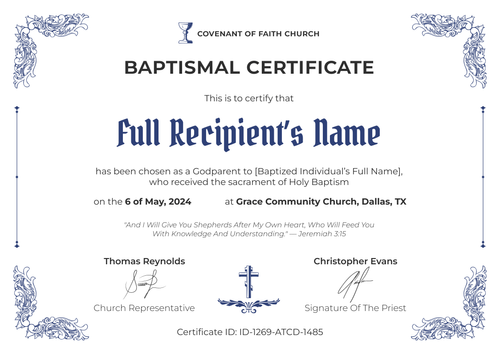 Free Baptism Certificate Template – Landscape Free Baptism Certificate Template – Landscape