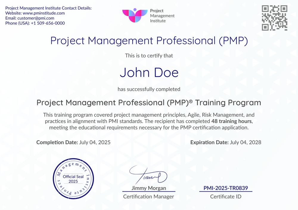Free Secure PMP Certificate Template – Landscape Free Secure PMP Certificate Template – Landscape
