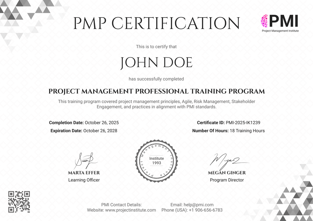 Free Grey PMP Certificate Template – Landscape Free Grey PMP Certificate Template – Landscape