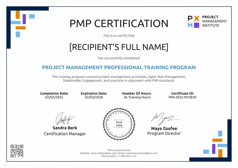 Free Black PMP Certificate Template – Landscape Free Black PMP Certificate Template – Landscape