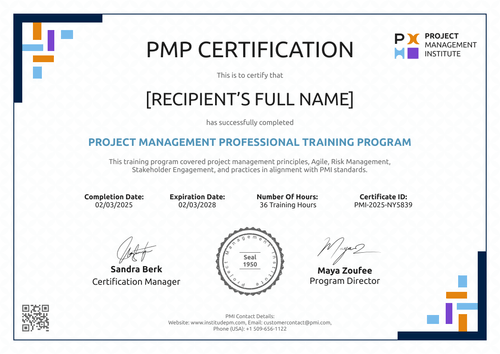 Free Black PMP Certificate Template – Landscape Free Black PMP Certificate Template – Landscape