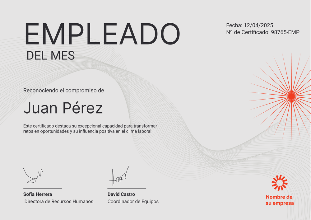 Empleado del mes plantilla profesional y elegante – Horizontal Empleado del mes plantilla profesional y elegante – Horizontal