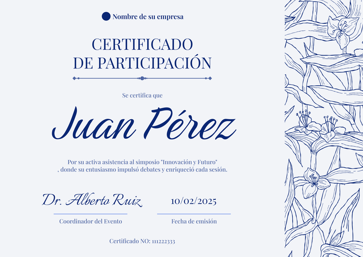 Plantilla de certificado de participación moderna y artística Plantilla de certificado de participación moderna y artística