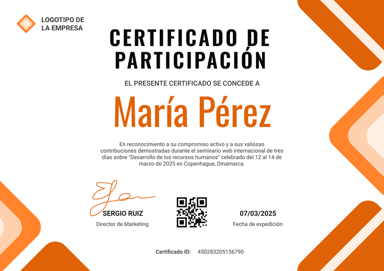 Plantilla de certificado de participación moderna e impactante Plantilla de certificado de participación moderna e impactante