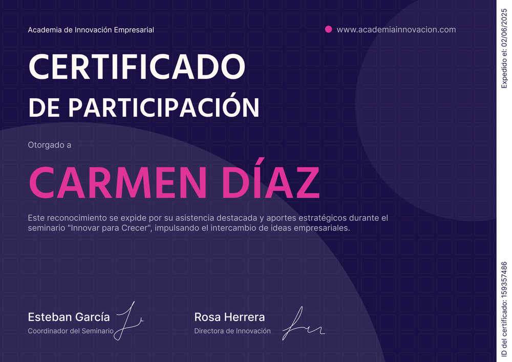 Plantilla de certificado de participación profesional y elegante – Horizontal Plantilla de certificado de participación profesional y elegante – Horizontal