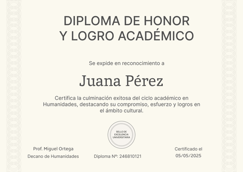Plantilla diploma formal y elegante – Horizontal Plantilla diploma formal y elegante – Horizontal