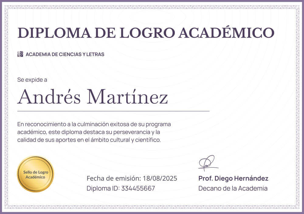 Plantilla diploma formal y simple en violeta – Horizontal Plantilla diploma formal y simple en violeta – Horizontal