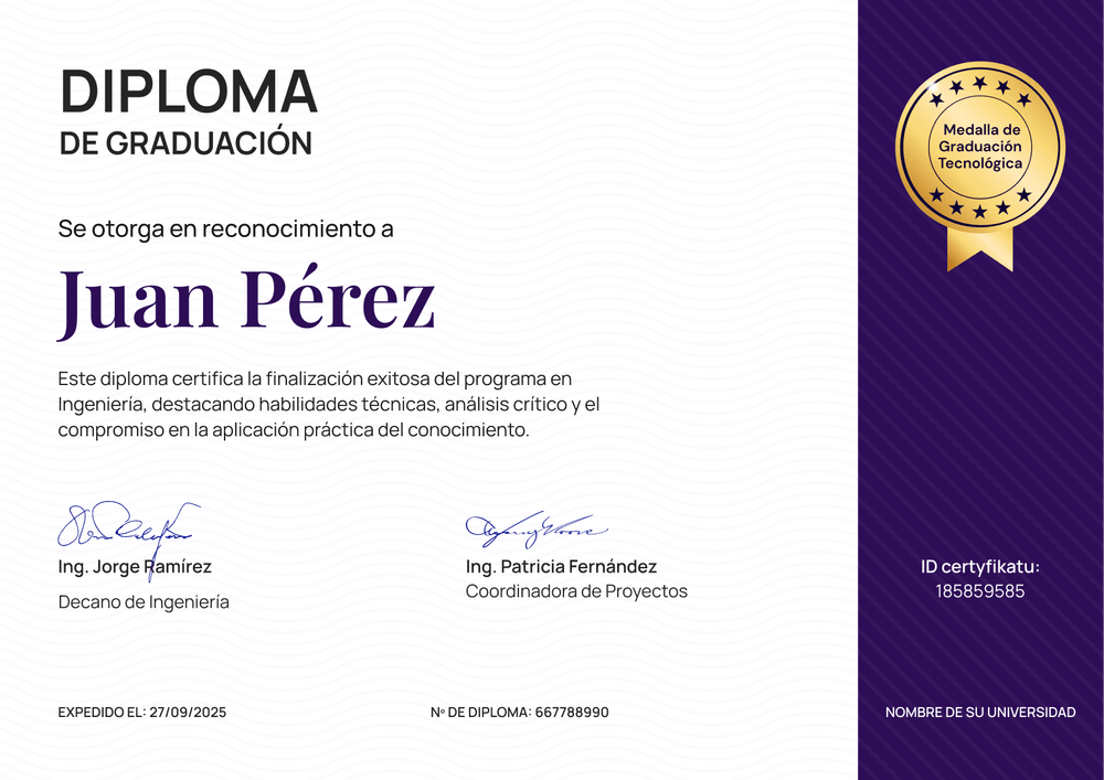 Plantilla diploma profesional organizada en violeta – Horizontal Plantilla diploma profesional organizada en violeta – Horizontal