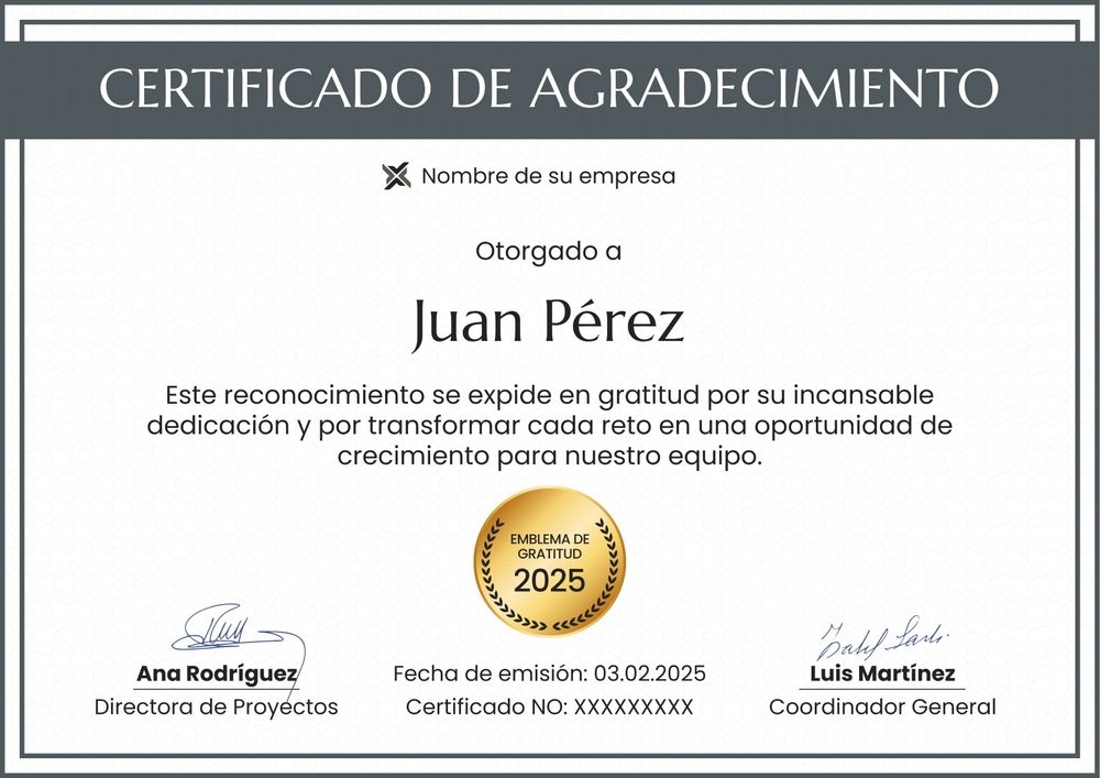 Certificado de agradecimiento minimalista y refinado – Horizontal Certificado de agradecimiento minimalista y refinado – Horizontal