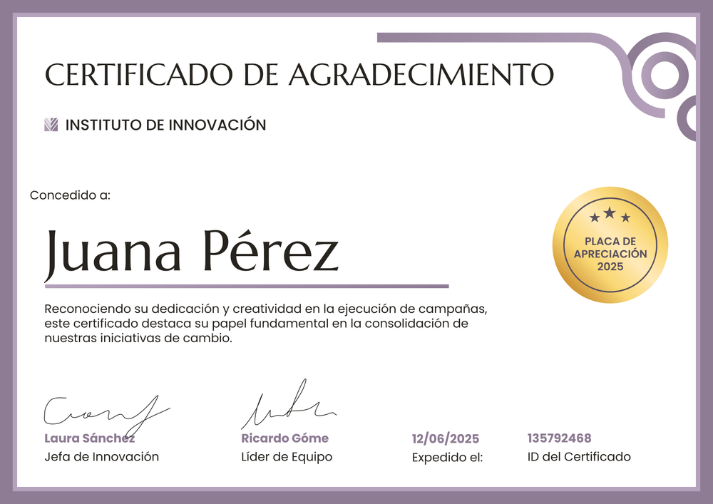 Certificado de agradecimiento profesional y seguro – Horizontal Certificado de agradecimiento profesional y seguro – Horizontal