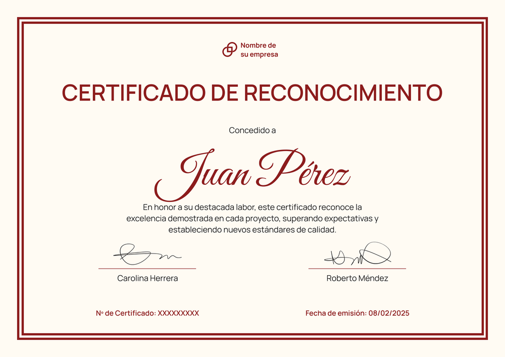 Plantilla de reconocimientos simple y cuidadosa – Horizontal Plantilla de reconocimientos simple y cuidadosa – Horizontal