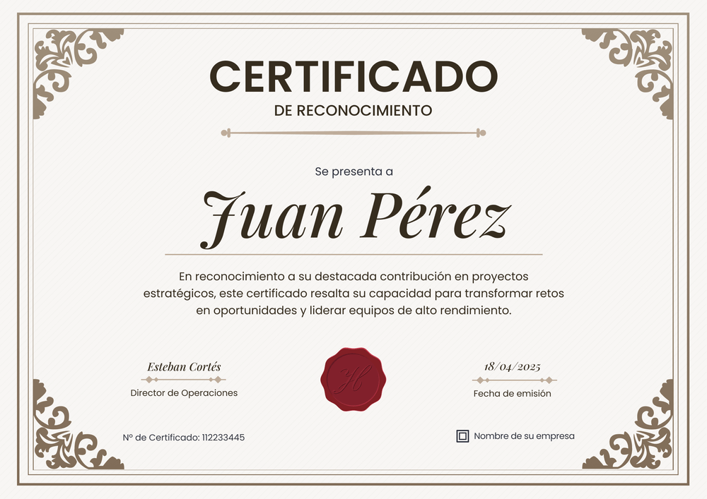 Plantilla de reconocimientos formal y majestuosa – Horizontal Plantilla de reconocimientos formal y majestuosa – Horizontal