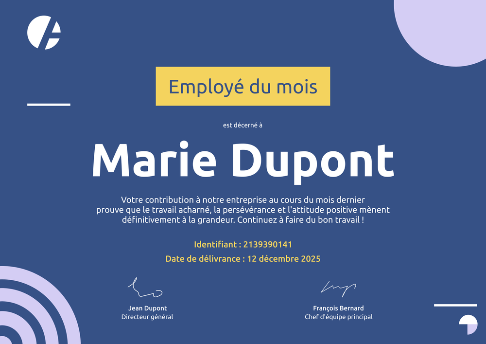 Modèle de certificat employé du mois moderne et élégant – Paysage Modèle de certificat employé du mois moderne et élégant – Paysage