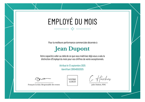 Modèle de certificat employé du mois professionnel et raffiné – Paysage Modèle de certificat employé du mois professionnel et raffiné – Paysage